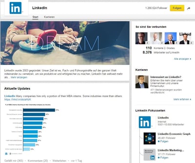 LinkedIn Company Page als Beispiel