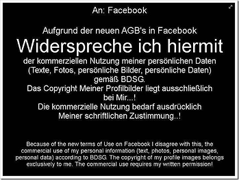 Facebook AGB Nutzungsbedingungen Wiederspruch